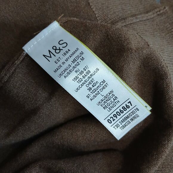 NEW M&S Cotton Rich Zip Sweater Marks & Spencer Tobacco Color Tan Medium #491 - Picture 7 of 8